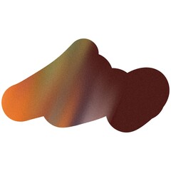 Abstract multicolored liquid spot with textured grainy gradient on white background. Asymmetrical symbol.