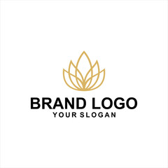 gold flower outline logo company vector