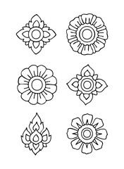 Set outlined floral ornaments design