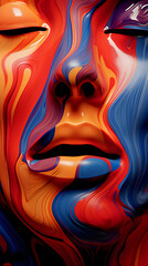 Women's face painting closeup abstract background