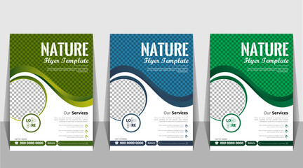 Vector Modern flyer, poster, brochure, magazine cover template. attractive green, blue nature environment design In Illustrator. - obrazy, fototapety, plakaty