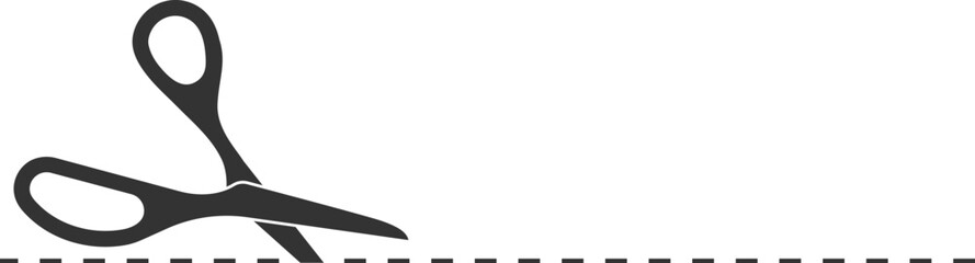 Scissor icon. Scissors cut vector design element or logo template. Black and white silhouette isolated.