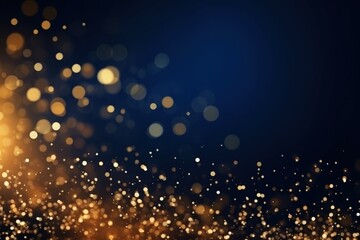 Obraz premium abstract background with Dark blue and gold particle, Christmas Golden light shine particles bokeh
