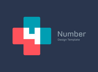 Fototapeta premium Number 4 cross plus medical logo icon design template elements
