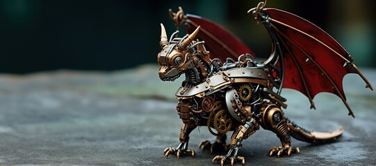 Fototapeta premium Generative AI, Dragon in steam punk style, symbol of 2024 Chinese New Year