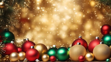 Obraz na płótnie Canvas Christmas and New Year background with beautiful decorations. Merry christmas and happy new year concept. Christmas baubles and Christmas balls. With copy space for your advertisement