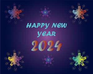 Happy new year 2024 with gradient background and sparkles. 