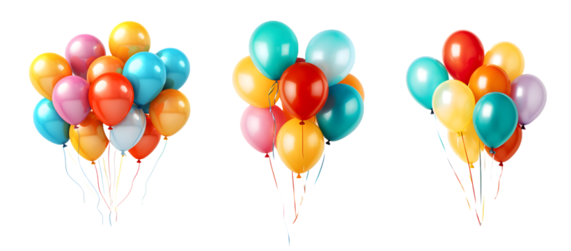 Balloons on transparent PNG background, isolated on white background, Generative Ai