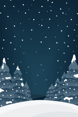 Winter landscape in flat style. The Christmas landscape. Vector illustration.
