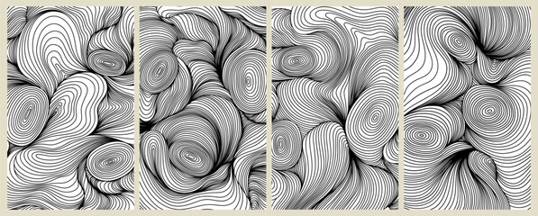 Abstract shape wallpaper. Hand drawn line illustration background. Ink painting style composition for decoration.