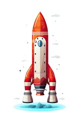 Illustration of a cartoon rocket. 