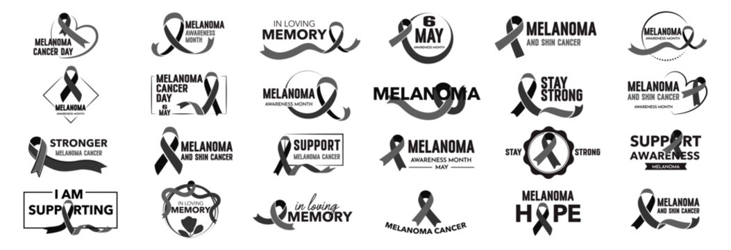 Melanoma and skin cancer awareness. Vector design template for poster. Mourning and melanoma