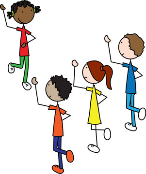 Happy Kids playing Simon says game