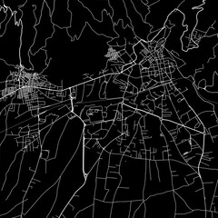 1:1 square aspect ratio vector road map of the city of  Lamenzia Terme in Italy with white roads on a black background.