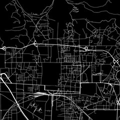 1:1 square aspect ratio vector road map of the city of  Caserta in Italy with white roads on a black background.