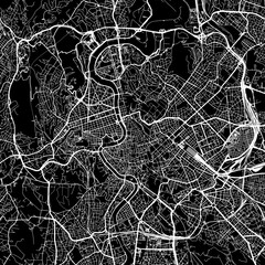 1:1 square aspect ratio vector road map of the city of  Roma in Italy with white roads on a black background.