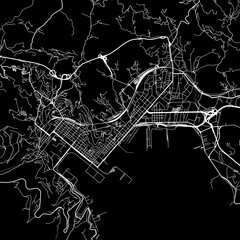 1:1 square aspect ratio vector road map of the city of  La Spezia in Italy with white roads on a black background.
