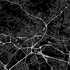 1:1 square aspect ratio vector road map of the city of  Bergamo in Italy with white roads on a black background.