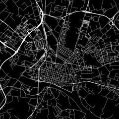 1:1 square aspect ratio vector road map of the city of  Pavia in Italy with white roads on a black background.