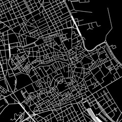 1:1 square aspect ratio vector road map of the city of  Palermo Centro in Italy with white roads on a black background.