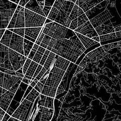 1:1 square aspect ratio vector road map of the city of  Torino in Italy with white roads on a black background.