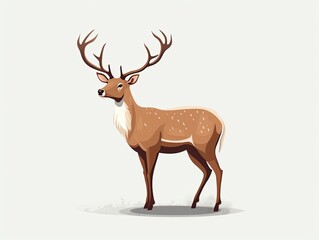 Illustration of a majestic deer on white. 