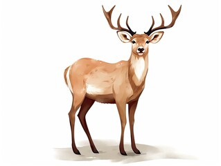 Fototapeta premium Illustration of a majestic deer on white. 