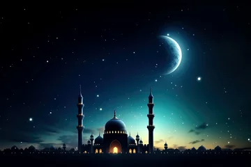 Foto op Plexiglas dome on sky and moon on background © Tidarat