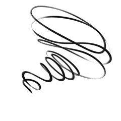 Abstract black line with curved linear shape on white background — Scribbles created carelessly or hurriedly