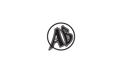 AB, BA, A, B Abstract Letters Logo Monogram