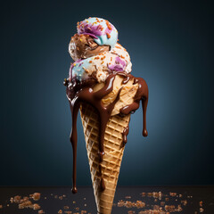 Ice cream in a waffle. 3d rendering