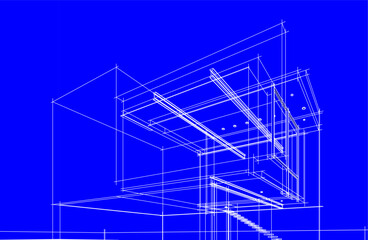 Modern architecture sketch vector 3d drawing