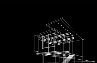 Fototapeta premium Modern architecture sketch vector 3d drawing