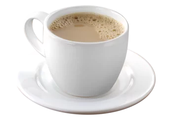 Fototapete Cafe xícara branca com café com leite isolado em fundo transparente
