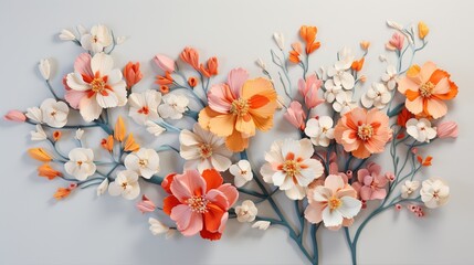  a bunch of flowers that are sitting on a wall together.  generative ai