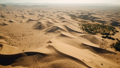 Fototapeta na wymiar Rippled sand dunes in arid Africa Majestic beauty generated by AI