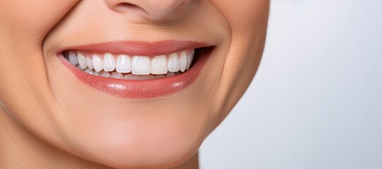 Obraz premium Generative AI, senior woman mouth or teeth smiling, hygiene or dental cleaning cosmetic service