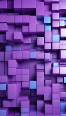 Innovative Tech Wallpaper with Precisely Aligned Multisized Cubes. Purple and Blue