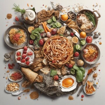 beautiful stunning food, contemporary art, detailed, high resolution