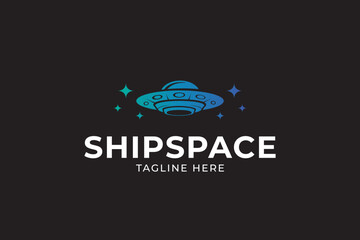 ufo ship space in galaxy logo vector design © salzcreative