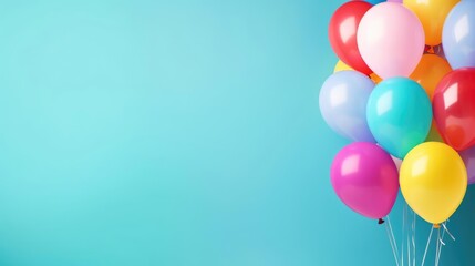 Bunch of bright balloons and space for text against color background 