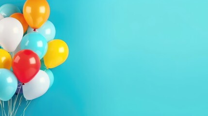 Bunch of bright balloons and space for text against color background 