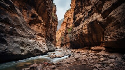 Fototapeta na wymiar Fresh water river in a slot canyon North America wallpaper background landscape