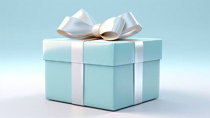  a blue gift box with a white ribbon and a bow.  generative ai