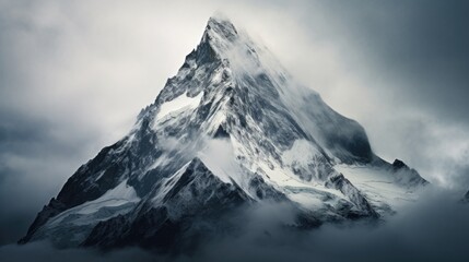 Majestic Lonely mountain range, dramatic sky, and panoramic beauty in nature