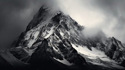 Majestic mountain range, dramatic sky, and panoramic beauty in nature