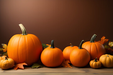 Pumpkins and gourds on the ground, thanksgiving
