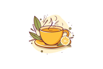 Orange tea. Cup with tea. vector art illustation