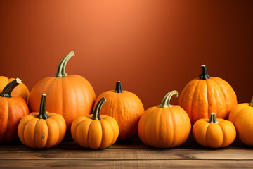 Pumpkins and gourds on the ground, thanksgiving