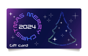 Christmas gift card with tree in y2k style